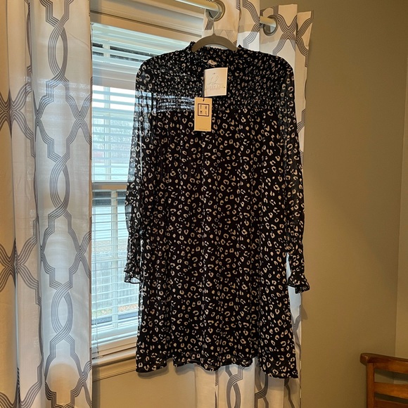 NWT small THML Leopard Print Smock Dress - Picture 1 of 6